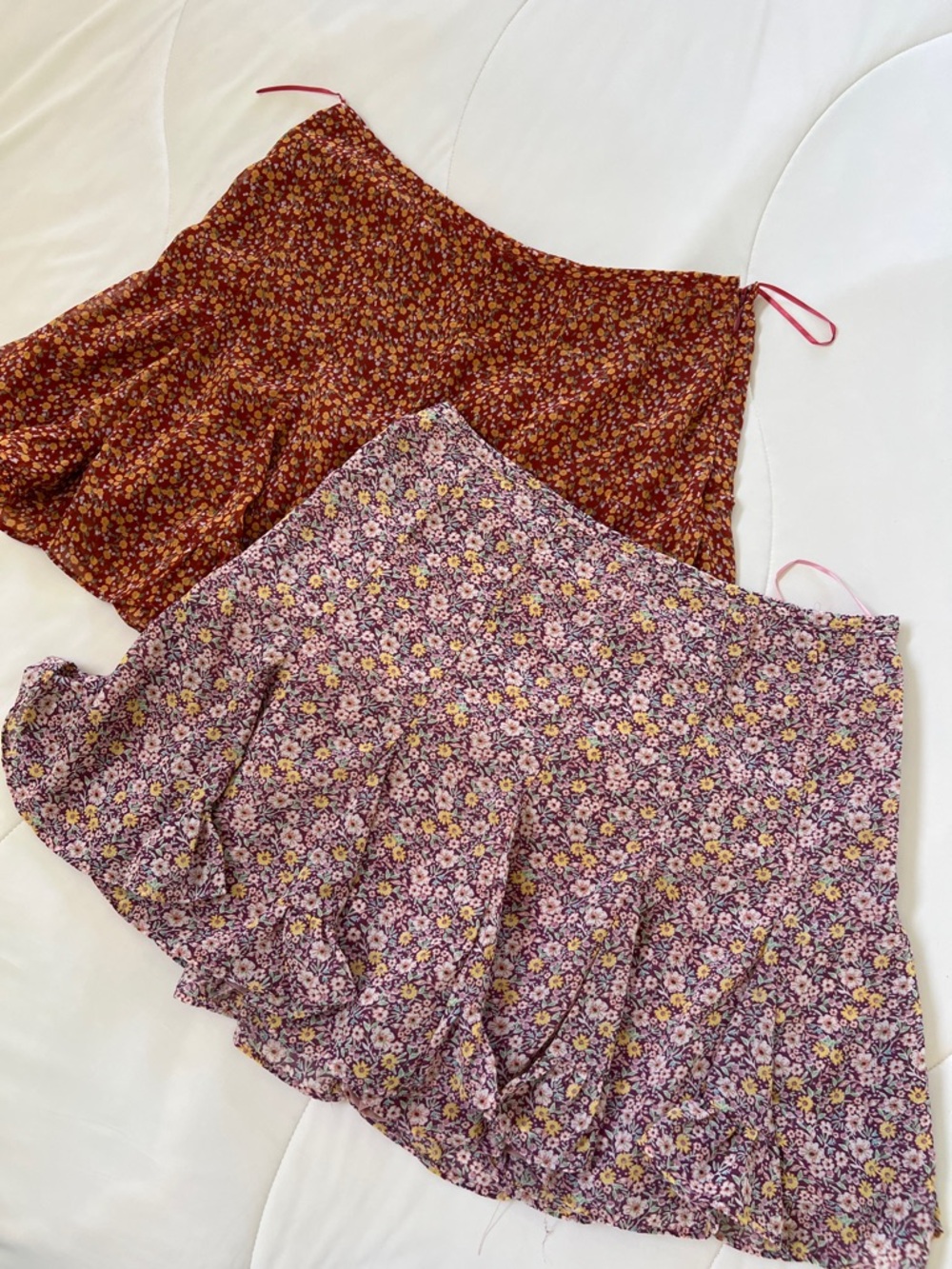 Ditsy Floral Mini Skort BUNDLE SET — Rust Red & Lavender Purple